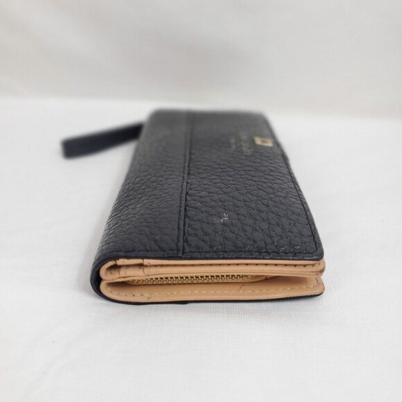 Kate Spade Black Pebbled Leather Wallet Clutch Card Pockets Snap One Size - Picture 15 of 15